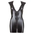 Cottelli Collection Wet Look Dress with Front 2-Way Zip – Black – M — Photo 5