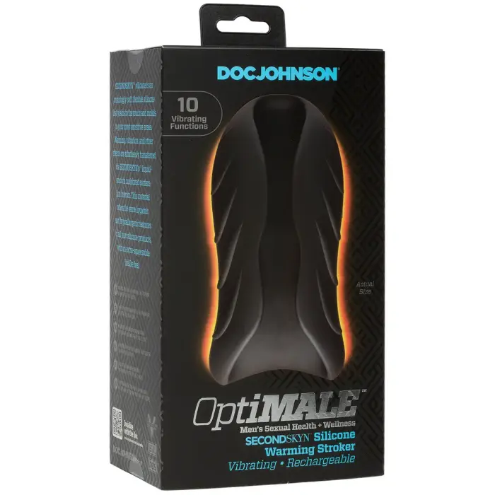 OptiMALE Vibrating Heating Silicone Masturbator – Black