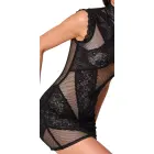 Cottelli PARTY Dress with Lace – must võrgust ja lill-pitsilisest mini kleit – varrukateta – S — Foto 6