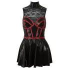 Cottelli Party – мини-платье из wetlook и кружева – чёрное/красное – L — Фото 8