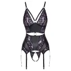 Cottelli LINGERIE Strappy Basque and Crotchless String Set – Purple/Black – S — Photo 7