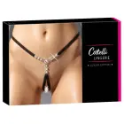 Cottelli Lingerie – стринги из лямок с открытым шагом и Y-деталью из страз – чёрные – S–L — Фото 1