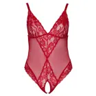 Cottelli CURVES Transparent Crotchless Bodysuit with Adjustable Straps – Red – XL — Photo 6