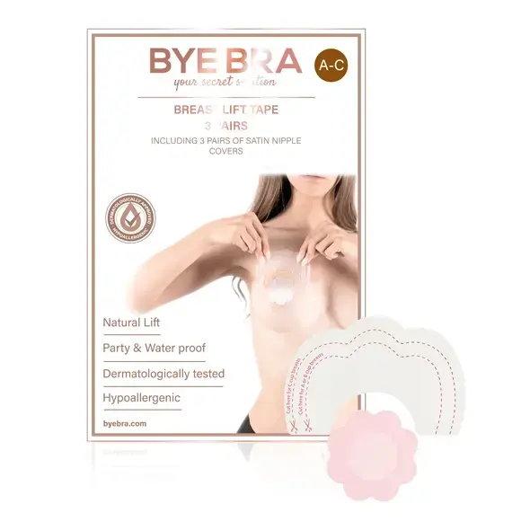 Bye Bra breast lift tape & silk nipple covers A–C – nude – 3 pairs