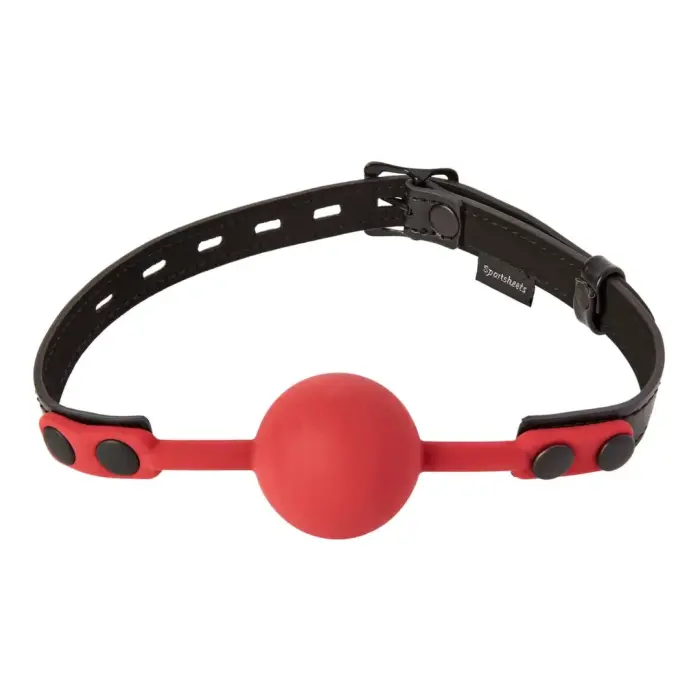 Sportsheets Saffron Adjustable Silicone Ball Gag – Black/Red