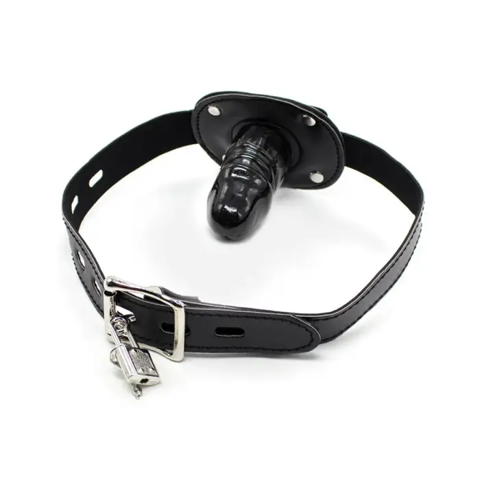 Penis Mouth Gag with Locking Buckle – PU Leather