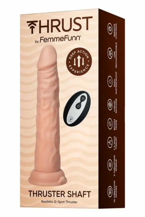 FemmeFunn Thruster Shaft – интим-машина с толчками и вибрацией – нюд – LIQUISILK™ – 22,3 см – водонепроницаемая