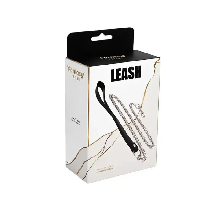 Metal and leather chain leash Foto 2