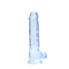Reālistisks dildo ar sēkliniekiem un piesūcekni – 21 cm (8.3″) – Zils — Foto 7