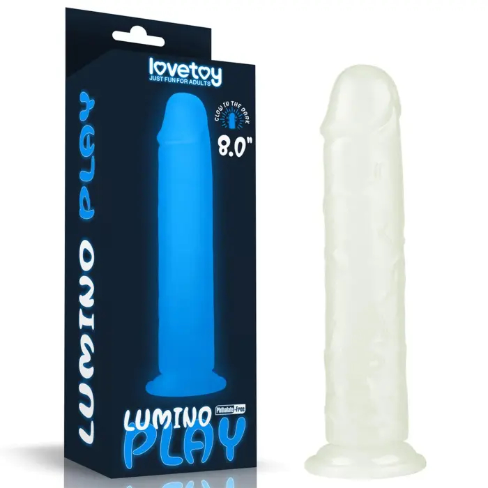 LoveToy Lumino Play Dildo – glow in the dark – TPE – 8" / 20.3 cm