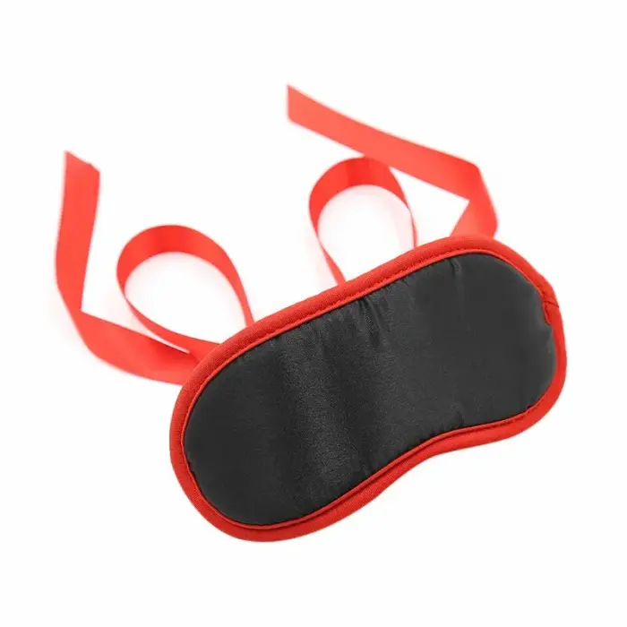 OHMAMA Black Mask with Red Trim – Adjustable Polyester Accessory