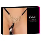 Cottelli LINGERIE regulējami stringi S-L ar baltu zelta efekta dekoru — Foto 1