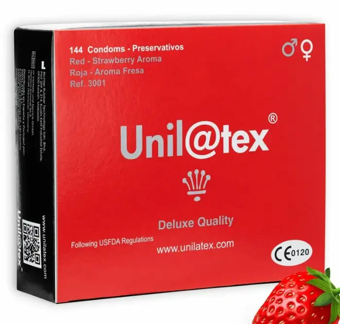 Unilatex Red Strawberry Scented Condoms – 144 pcs