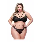 Baci ECO Strappy Bra and Panty Set – Black – Queen Size — Photo 2