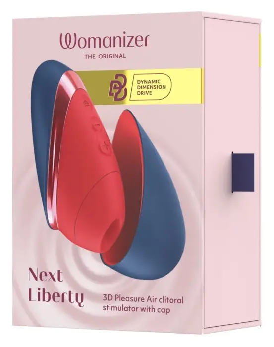 Womanizer Next Liberty – компактный вакуумно-волновой стимулятор – красный/синий – 12 см