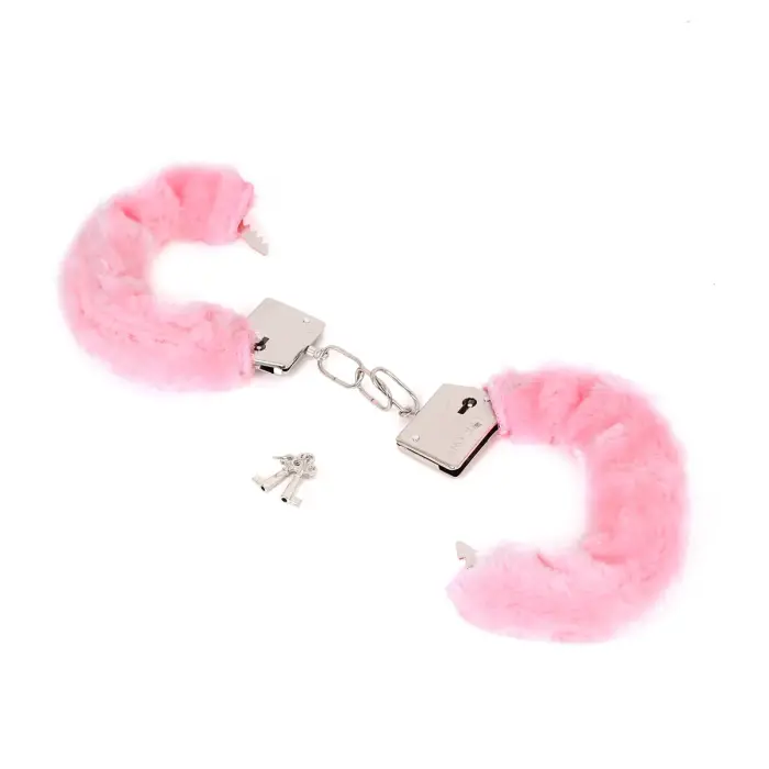 Budget Thin-Metal Pink Plush Handcuffs Foto 2