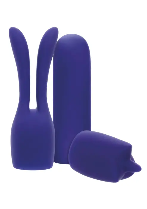Pleasure Kits Temptation Collection – перезаряжаемая вибропуля + 2 силиконовые насадки – синяя