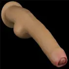 Love Toy kahekihiline silikoonist dildo käepidemega – 28 cm (11″) – Nahavärv — Foto 7