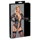 Cottelli Bondage Long Sleeve Lace Bodysuit with Rose-Gold Accents – Black – 3 XL — Photo 1