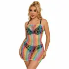 Subblime 952365 Rainbow Off-Shoulder Fishnet Dress – One Size — Photo 3
