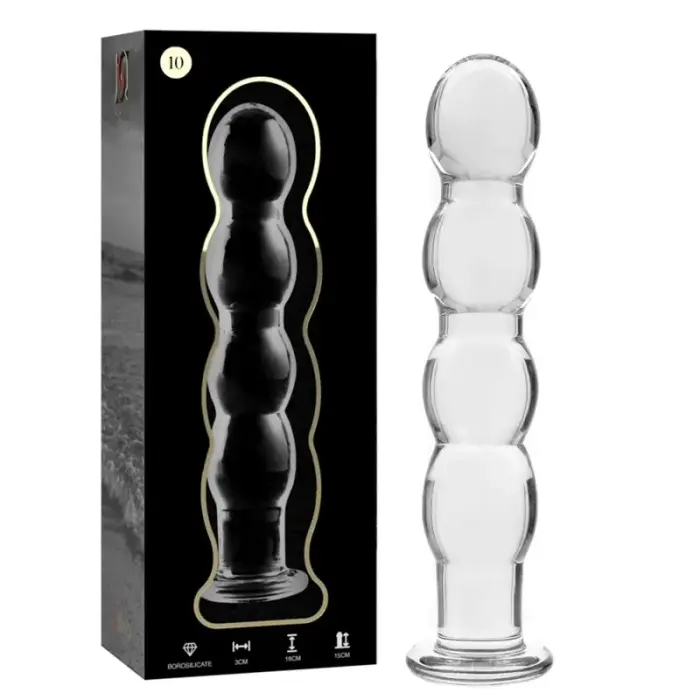 Ibiza Nebula Series Model 10 stikla dildo – 16.5 cm (6.5″) – Caurspīdīgs