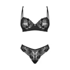 Obsessive Serena Love mežģīņu apakšveļas komplekts ar stīpiņām un stringiem – melns – XL/2XL — Foto 3