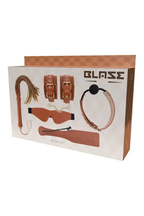 Blaze Elite BDSM set – vegan leather – cognac – 5 pcs