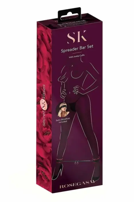 Secret Kisses Rosegasm Spreader Bar Set with Adjustable Ankle Cuffs – rose-print design