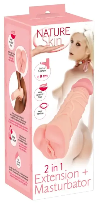 Nature Skin 2in1 locekļa uzmava un masturbators – miesas krāsa