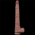 LoveToy – kahekihiline painduv silikoon-dildo XXL – realistlik iminapaga dildo – ihuvärvi – 40,6 cm (16'') — Foto 16