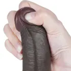 LoveToy Sliding Skin Dual Layer Dong – realistiškas dviejų sluoksnių dildo – TPE – juodas – 22,9 cm — Nuotrauka 10