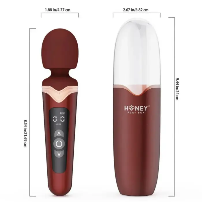HoneyPlayBox – Stormi sildošais wand masāžas vibrators – sarkans