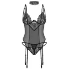 Obsessive Donarella Corset Set with Suspender – Black – M/L — Photo 5