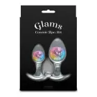 Cosmic Glams 2-Piece Kit – liquid silicone anal trainer set with sparkling glass marble – rainbow — Photo 2