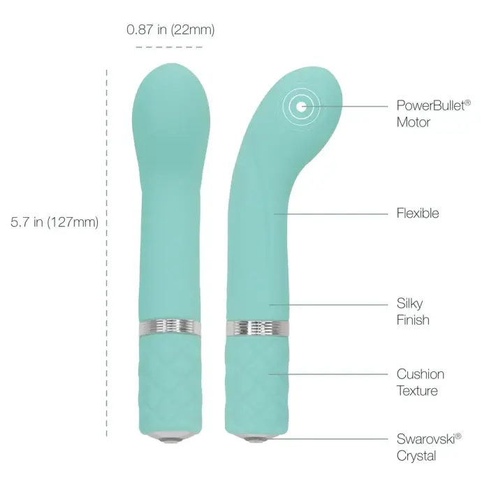 Pillow Talk Racy Teal G-punkta vibrators – 13 cm (5″) – tirkīza Foto 6