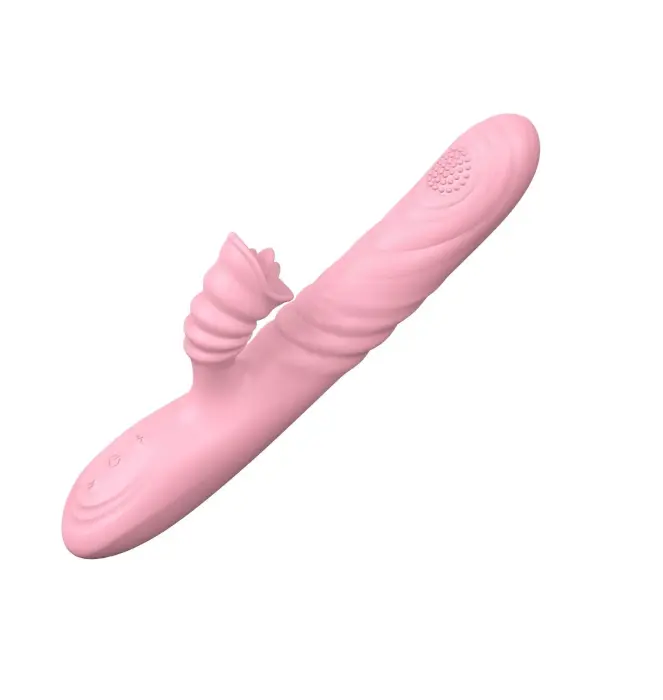 Angelia vibrators ar kustību, rotējošu vārpstu un mēles stimulatoru – 19 cm (7.5″) – ādas krāsa Foto 4