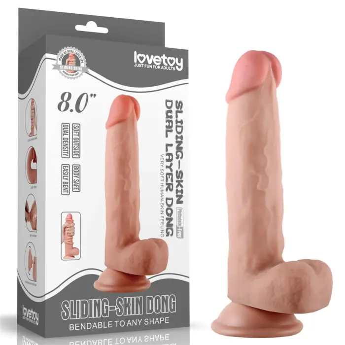 LoveToy Sliding-Skin Dildo – реалистичный дилдо – ТПЭ – телесный – 20,3 см