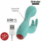 ONINDER Cute Love Bunny Dual Stimulator – 12.5 cm – Turquoise — Photo 5