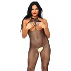 Leg Avenue tīkliņa bodijs ar atvērtu krūšu daļu un atvērtu starpkāju – melns – One Size Foto 1