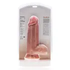 Особо толстый прямой реалистичный дилдо с яичками – 23 cm (9″) – Телесный — Фото 2