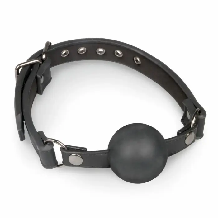 EasyToys Adjustable Faux Leather Head Harness with Large Silicone Ball – Black