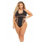 Fantasy Lingerie Hot Too Handle – бесшовное боди-халтер – чёрный – один размер — Фото 1