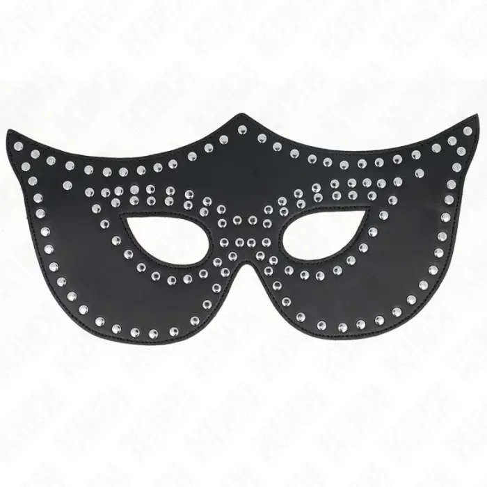 KINK маска из искусственной кожи Model 2 с заклепками 30x12 см – чёрная