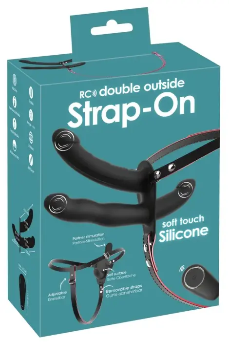 You2Toys RC Double Outside Strap-On – triple vibration harness-free strap-on – remote control