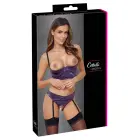 Cottelli LINGERIE Satin Quarter Cup Bra & Open Suspender Thong Set – Purple – 75B — Photo 1
