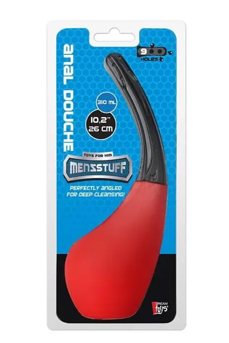 MENZSTUFF Анальная спринцовка с 9 отверстиями – Красно-черная