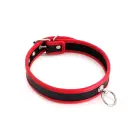 Budget Faux Leather Collar with O-Ring – Black & Red — Photo 1