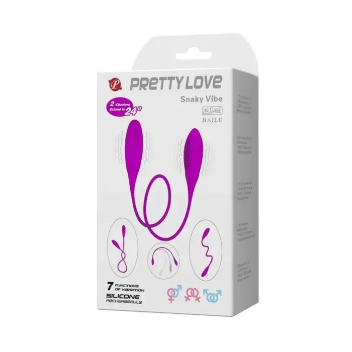 PRETTY LOVE Snaky Vibe USB Vibrating Double Egg Massager – Purple Photo