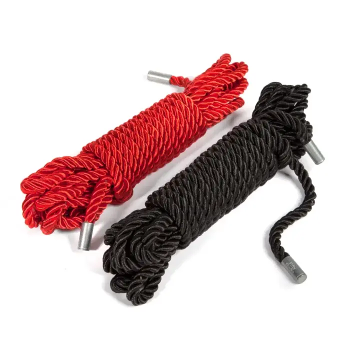 Fifty Shades of Grey Restrain Me Silky Bondage Rope Set – Black & Silver