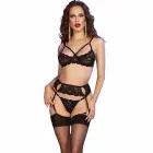 Chilirose CR 4697 četru daļu mežģīņu apakšveļas komplekts – melns – S — Foto 1